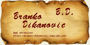 Branko Dikanović vizit kartica